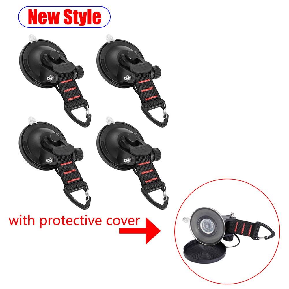 Bilfäste bagage presenningar tält ankare tunga sugkoppsankare med fästkrokar bil camping presenning tillbehör: 4 st med lock