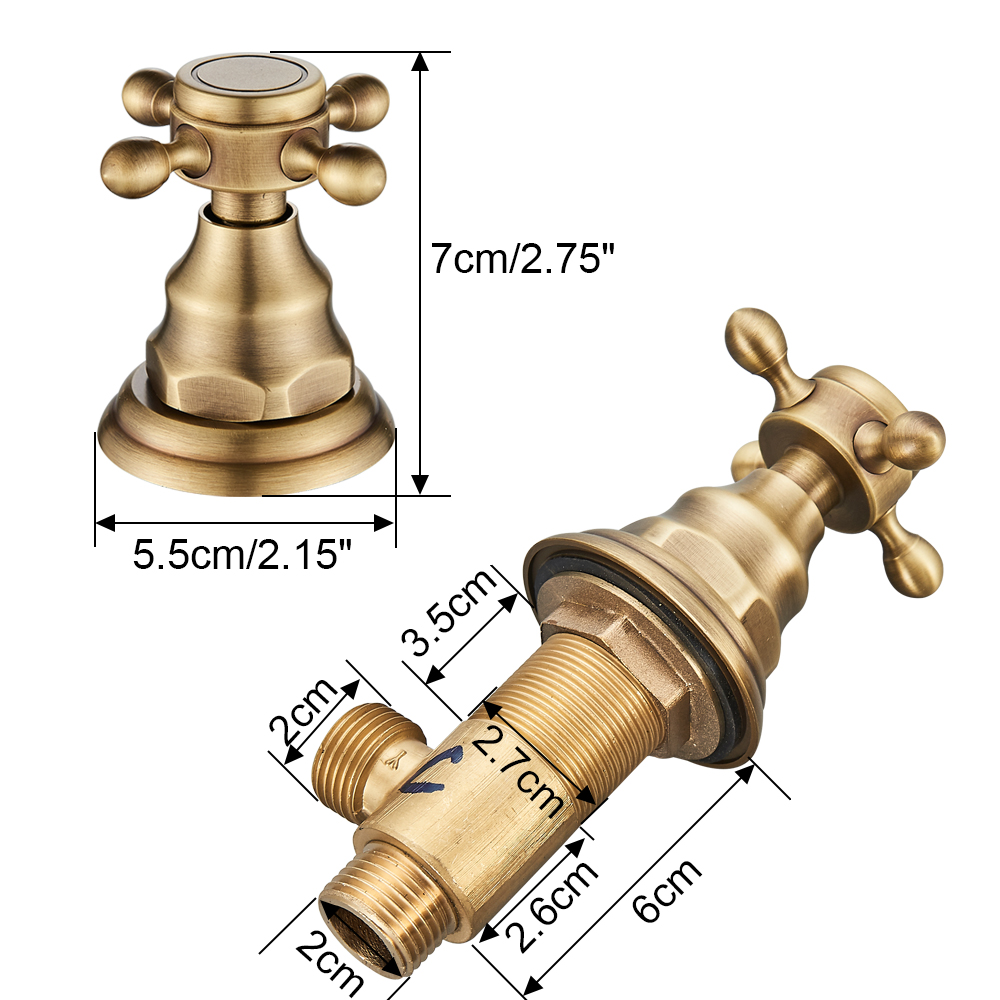 Manijas para grifo de lavabo, válvula de Control fría y de latón montada en cubierta, manija mezcladora, interruptor para grifo de baño, 2 uds.