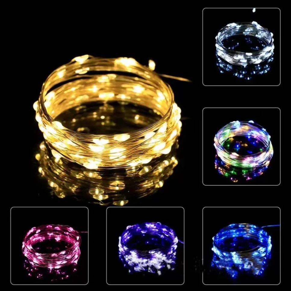 10LEDs/M Led Copper Wire Fairy Light 3V White LED String Lights Battery DIY Wedding Party Christmas Decoration Wreath Lights