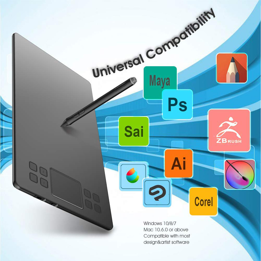 VEIKK Graphics Drawing Tablet with 8192 Pressure Sensitivity Battery-Free Passive Pen Digital Pad Tablet Graphic Illustrator A50