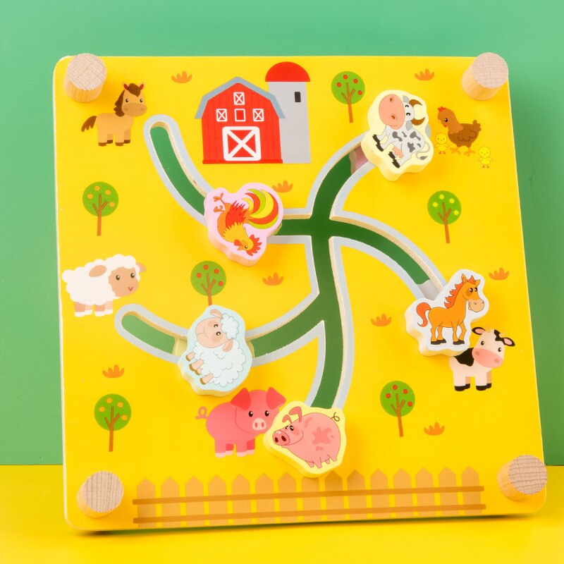 Apprendimento precoce educativo doppio scivolo Puzzle numero forma traffico animale bambini giocattoli in legno per bambini labirinto intelligenza