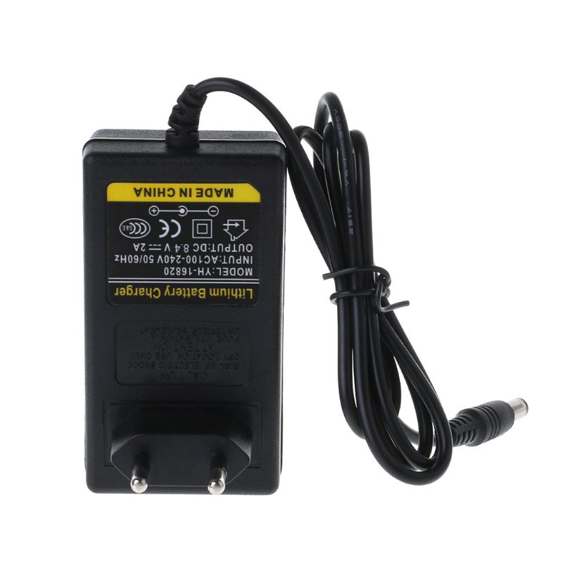 Batteriladdare 8.4v dc 2a intelligent litium li-on strömadapter eu us plug transformator full stop automatiskt