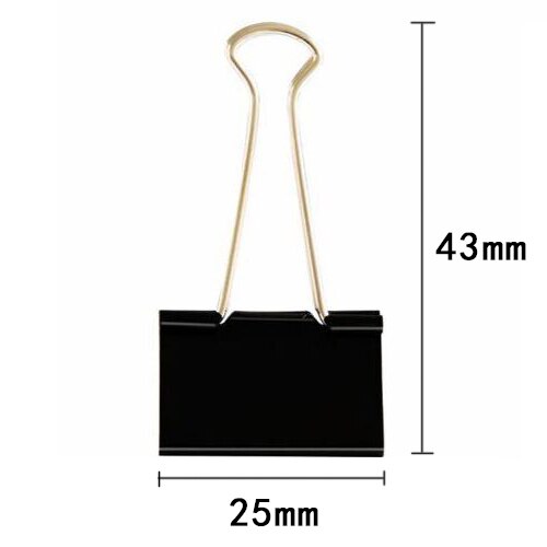 12PCS Metal Paper Clip Foldback Metal Binder Clips Black Grip Clamps Paper Document Office School Stationery Clip: C