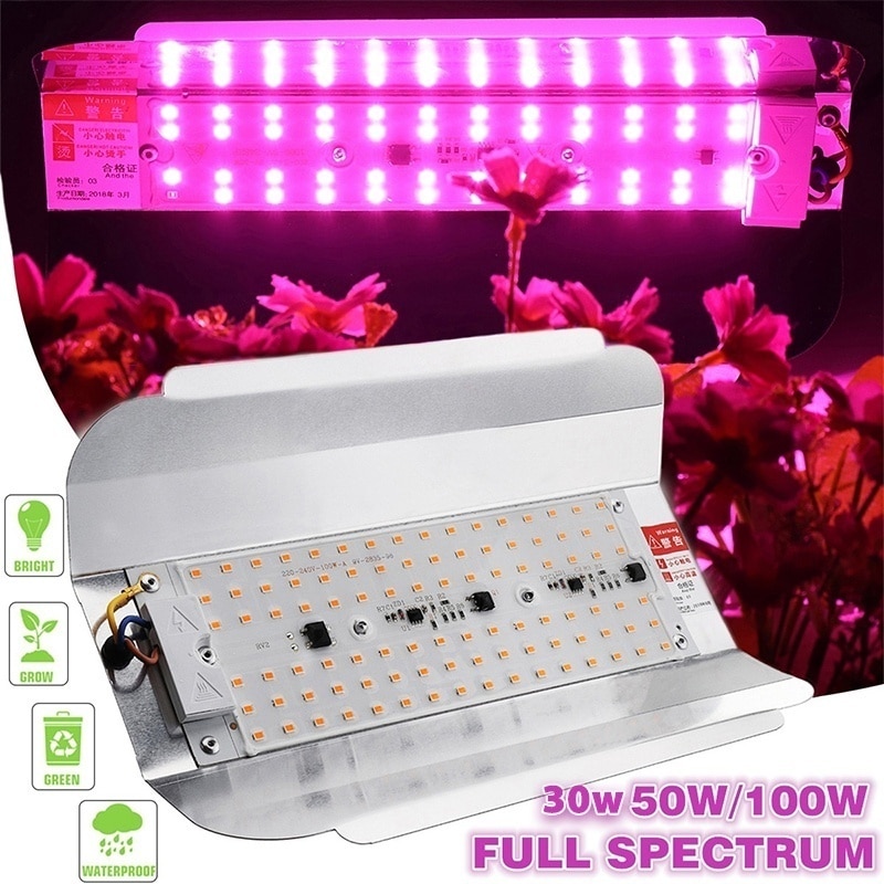 30w/50w/100w ledet vekstlys fullspektret plantelys  ip65 vanntette kolbe ledet dyrkingslamper til blomster innendørs fytolampe