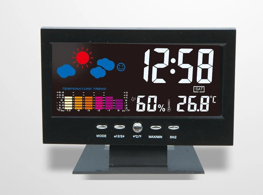 Digital Calendar LED Clock Weather Forecast Station Large-screen With Backlight LCD Desktop Clock Thermometer Hygrometer Timer