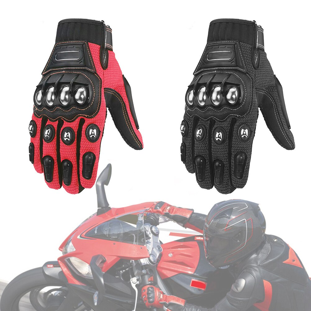 1pair Alloy Steel Touch Screen Accessories Durable Motorcycle Gloves Protective Gear Ergonomic Racing Full Finger Anti Slip
