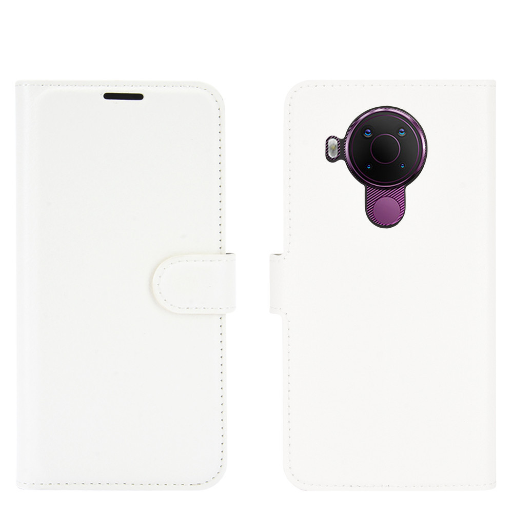 Funda de teléfono de lujo para Nokia 5,4, carcasa protectora de cuero PU con soporte para tarjeta, con tapa y soporte, para Nokia 5,4 de 6,39 pulgadas: Blanco