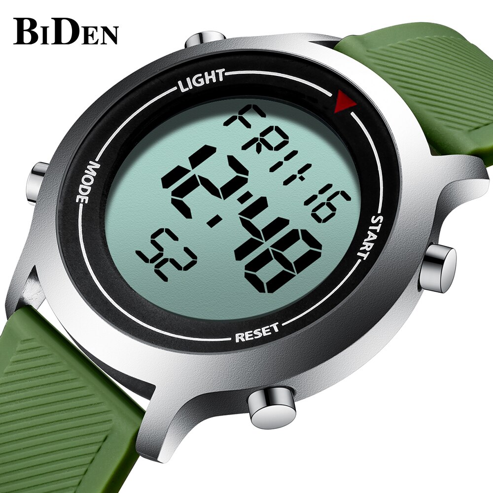BIDEN Mens Watch Digital Wristwatch Silicone Tape Waterproof Top Brand Sport Erkek Kol Saati: BI0134-5