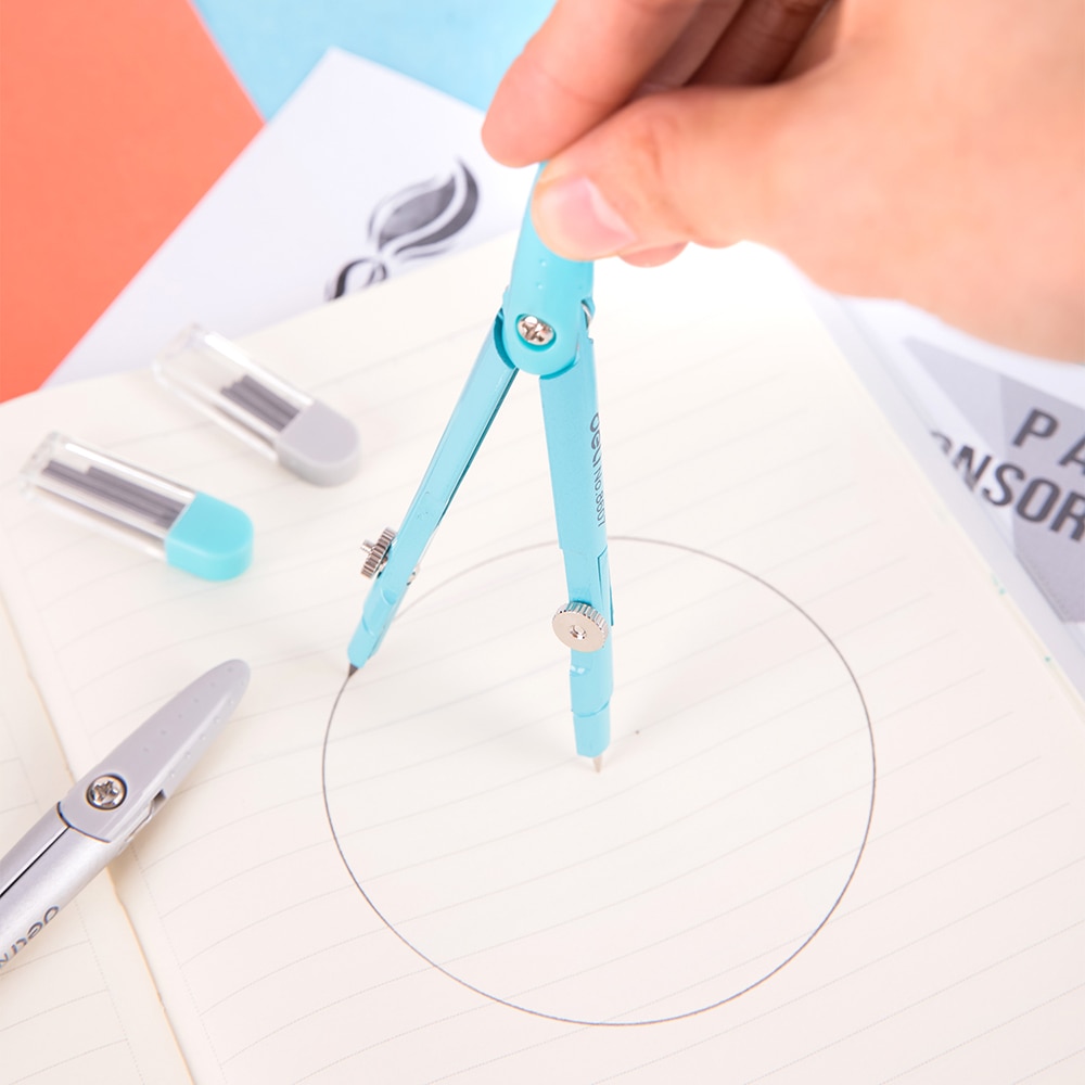 Deli School Cute Compass Zinc alloy Office Compass Steel Drawing Compass Math Geometry Tools for School Supplies for Student