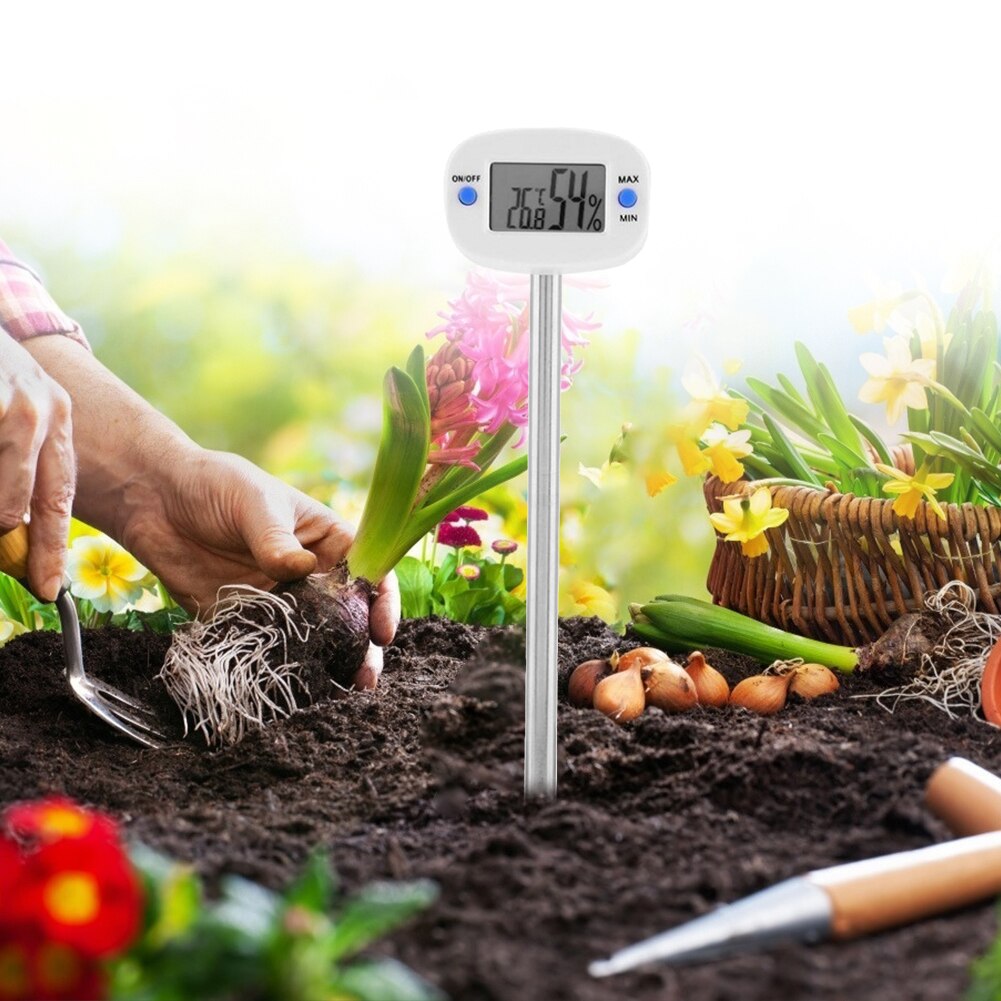 LCD Digital Soil Thermometer Hygrometer with Probe Electronic Temperature Humidity Moisture Meter Ground Compost Garden Supplies