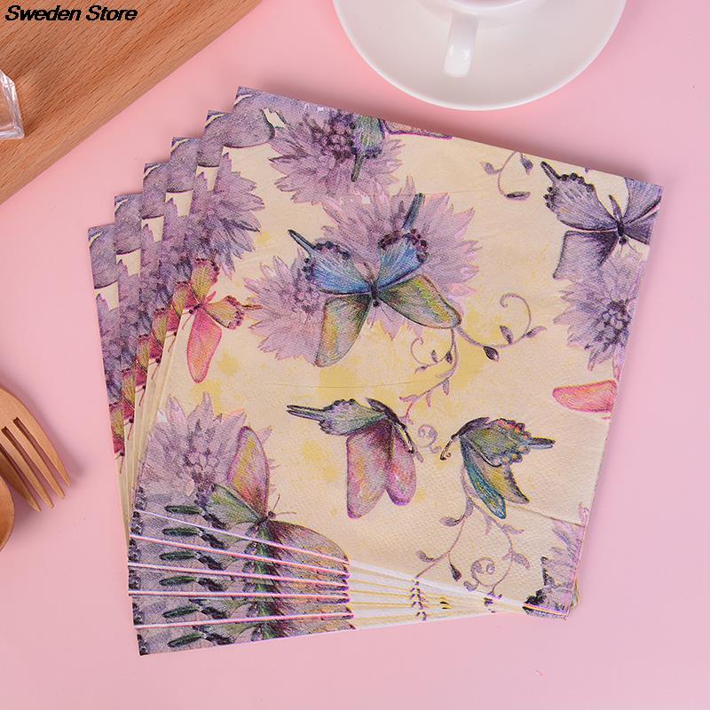 20 Stks/zak Servetten Papier Vlinder Decoupage Servet Papieren Tissue Voor Xmas Wedding Decor Party Tafel Levert