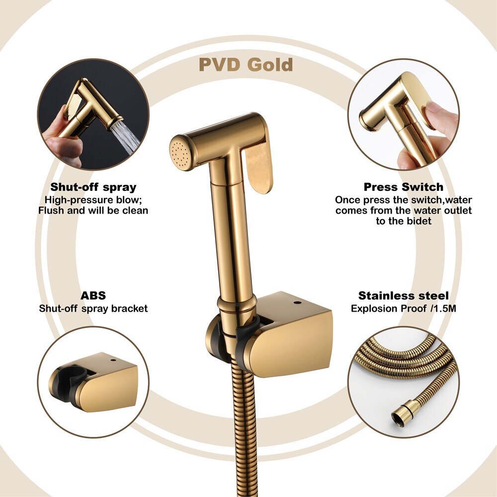 Biggers Sanitaire Goud Kleur Messing Badkamer Wc Bidet Douche Set Hoge Druk Shattaf Spuit Met Doucheslang