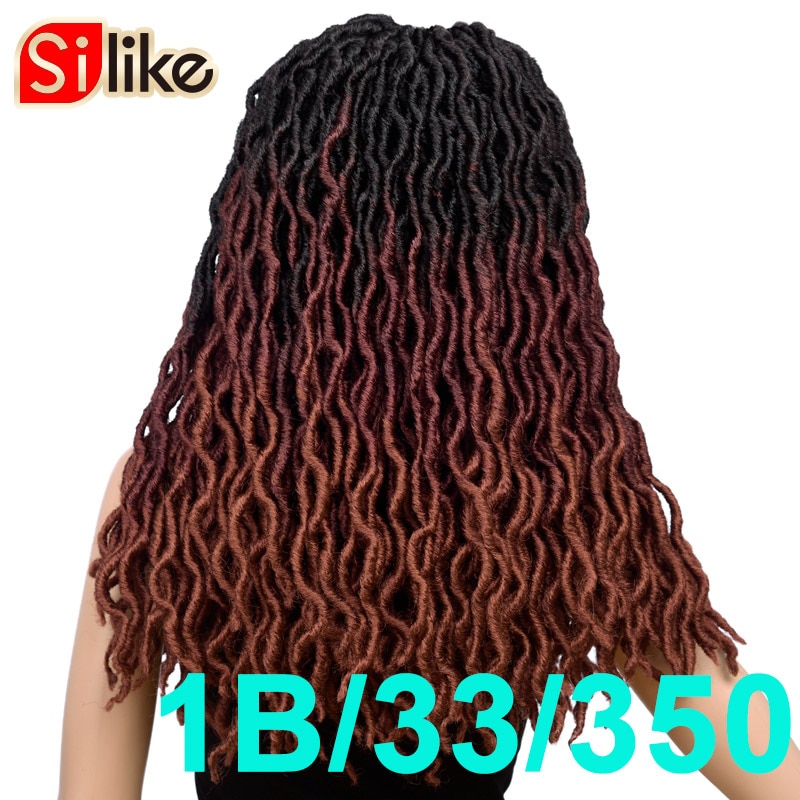 Silike 20inch Goddess Faux Locs Crochet Braids 24 Roots Wave Synthetic Crochet Braiding Hair Extensions For Black Women: T1B-33-350 / 6Pcs/Lot