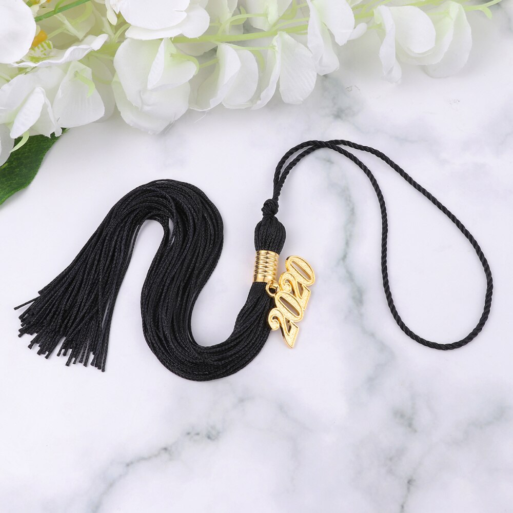 10pcs Tassel Academic Decorative Season Cap Graduation Hat Hanging Ornaments Honor Tassel Pendants: Black