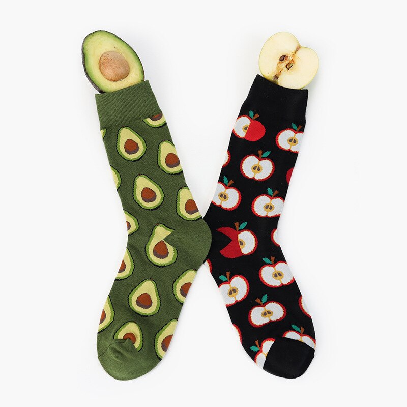 Avocado Omelet Burger Sushi Apple Plant Fruit Sokken Korte Grappige Katoenen Sokken Vrouwen Winter Mannen Unisex Gelukkig Sokken Vrouwelijke