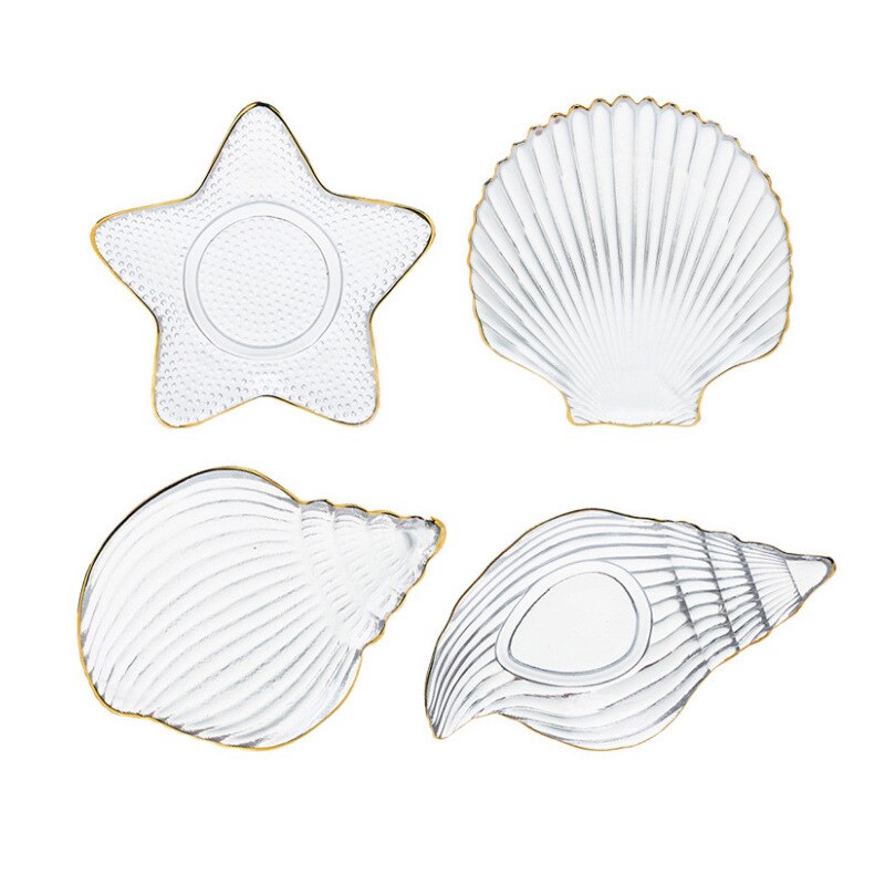Série océan bol en verre cristal sans plomb, en forme de conque, assiette Phnom Penh, assiette à festons, étoile de mer, collation, salade