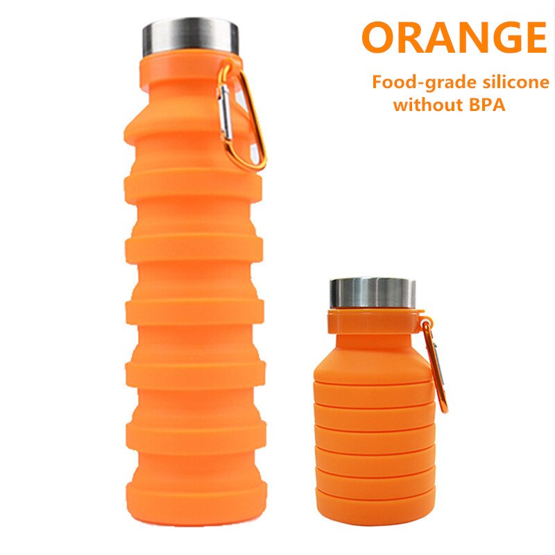 470 ml/550 ml bærbare silikone vandflaske, der kan trækkes tilbage sammenfoldelig kaffeflaske e udendørs rejseværktøj sammenklappelige sportsflasker: 4