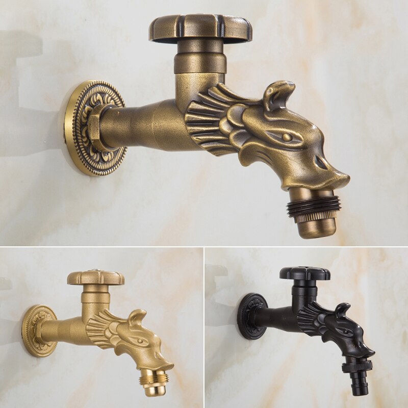 Bidcock Wasserhahn Antike Bronze- Schlecht Mopp Wasserhahn Drache Geschnitzt klopfen Waschmaschine Wasserhahn Außen Wasserhahn Für Garten 1703