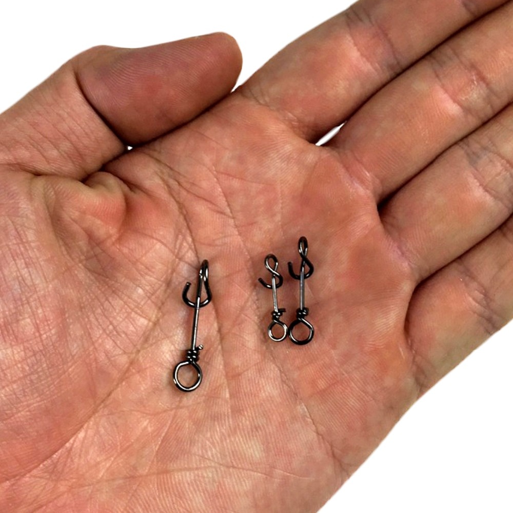 100Pcs/Set Fishing Spring Clip Snap Clamp Buckle Pins Stainless Steel Fishing Swivel Snaps Spring Connector Bass Fishing Tackle