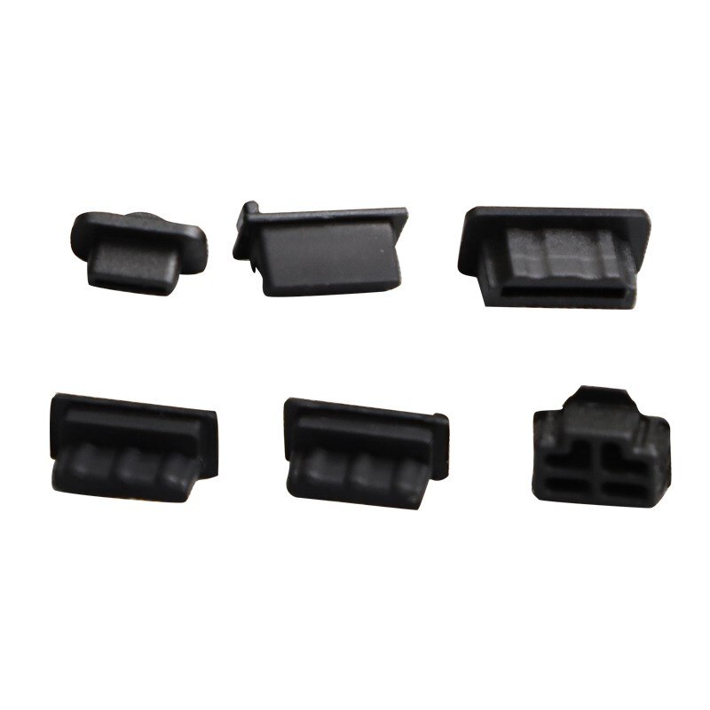 6 Stuks Zwarte Siliconen Stof Pluggen Set Voor PS5 Accessoires Usb Hdm Interface Anti-stof Cover Stofdicht Plug Voor PS5 Game Console