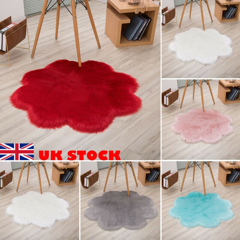 Fluffy Rugs Anti-Slip SHAGGY RUG Super Soft Carpet Mat Living Room Floor Bedroom Flower Shaped Fluffy Rug