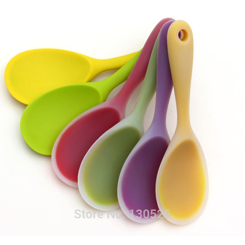 1 stk silikone køkkenværktøj sød ske farverig madlavningsske middagsservice køkkenredskaber køkkentilbehør