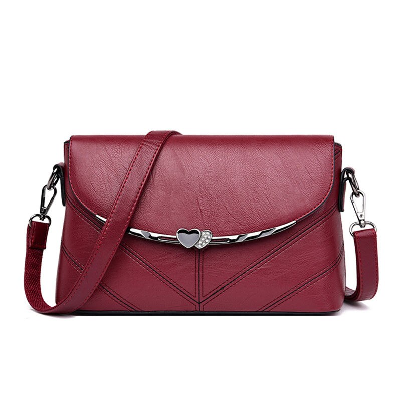 Casual Vrouwen Lederen Tas Luxe Handtassen Vrouwen Schouder Crossbody Tassen Voor Vrouwen Tas Portemonnees En Handtassen: RED WINE