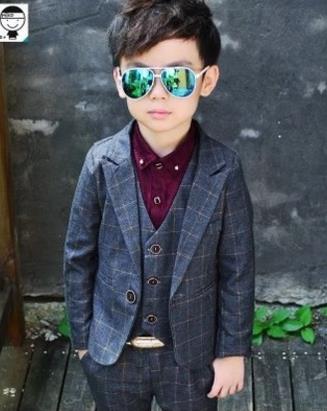 Formele geruite kleding jongens pakken voor bruiloften kinderen britse wind verjaardag jurk pak kinderkleding jas + broek + vest