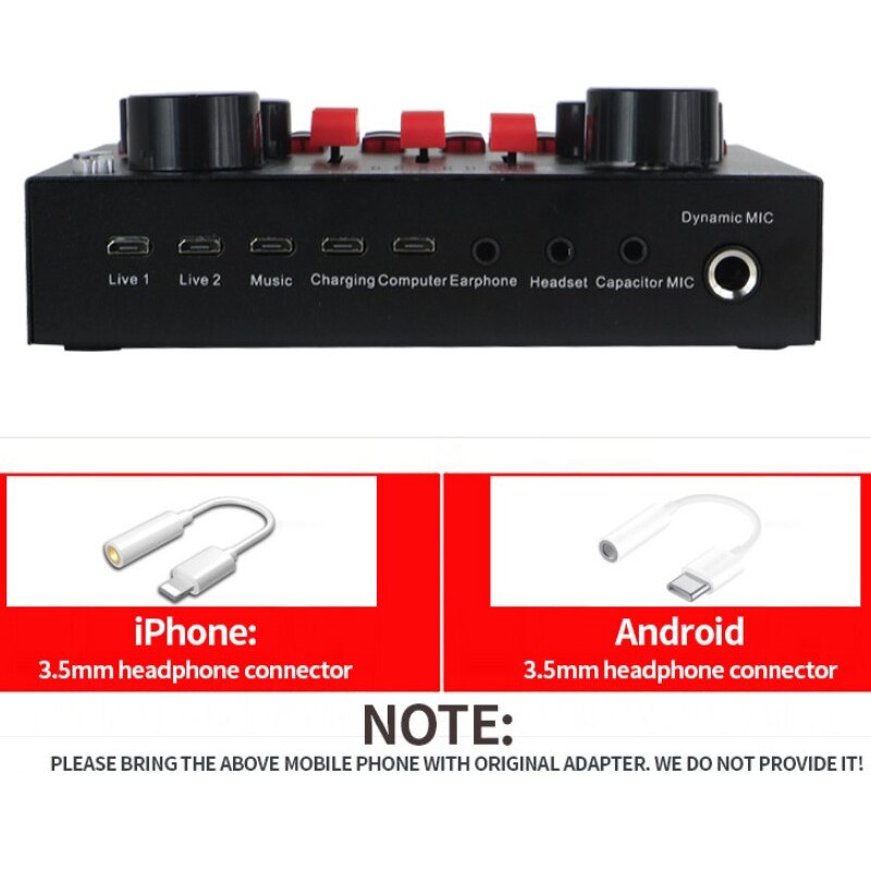V8S Multifunctional Live Sound Card Live Usb Bluetooth External Sound Card with mic For Mobile Computer Audio Interface