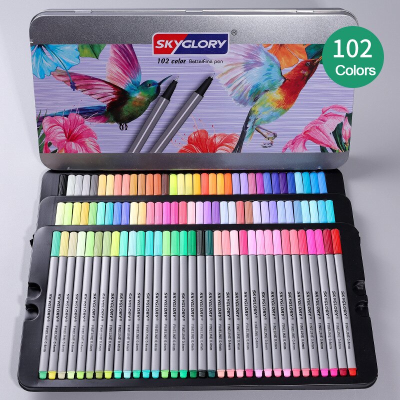 24/48/72/102 Kleuren Aquarel Markers Voor Tekening Set Viltstiften Voor Kinderen 0.4Mm Fijne tip Schetsen Markers Art Supplies: 102 Colors