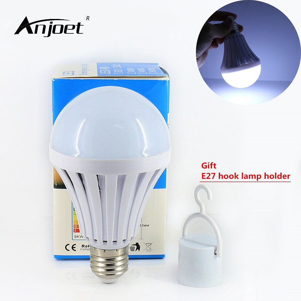 ANJOET 110 V 220 V LED Slimme Lamp E27 5 W 7 W 9 W 12 W led noodverlichting oplaadbare Batterij verlichting Lamp voor thuis indoor verlichting