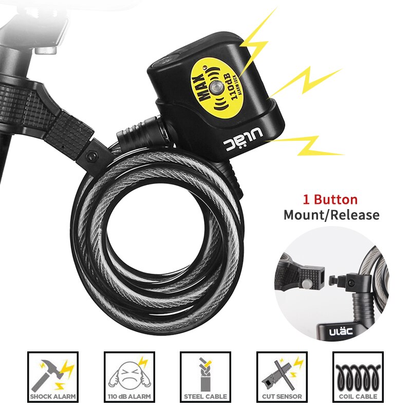 Alarm Lock For Bicycle Motorcycle Steel Cable Bike Lock Cycling Bike Cable Lock Anti-theft Security Wire Bicycle Lock Alarm