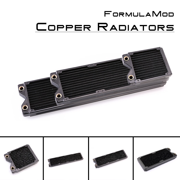 FormulaMod Fm-cora-bk, 120/240/360/480mm radiateurs à une rangée de cuivre noir, épaisseur 29mm, adapté aux ventilateurs 120*120mm
