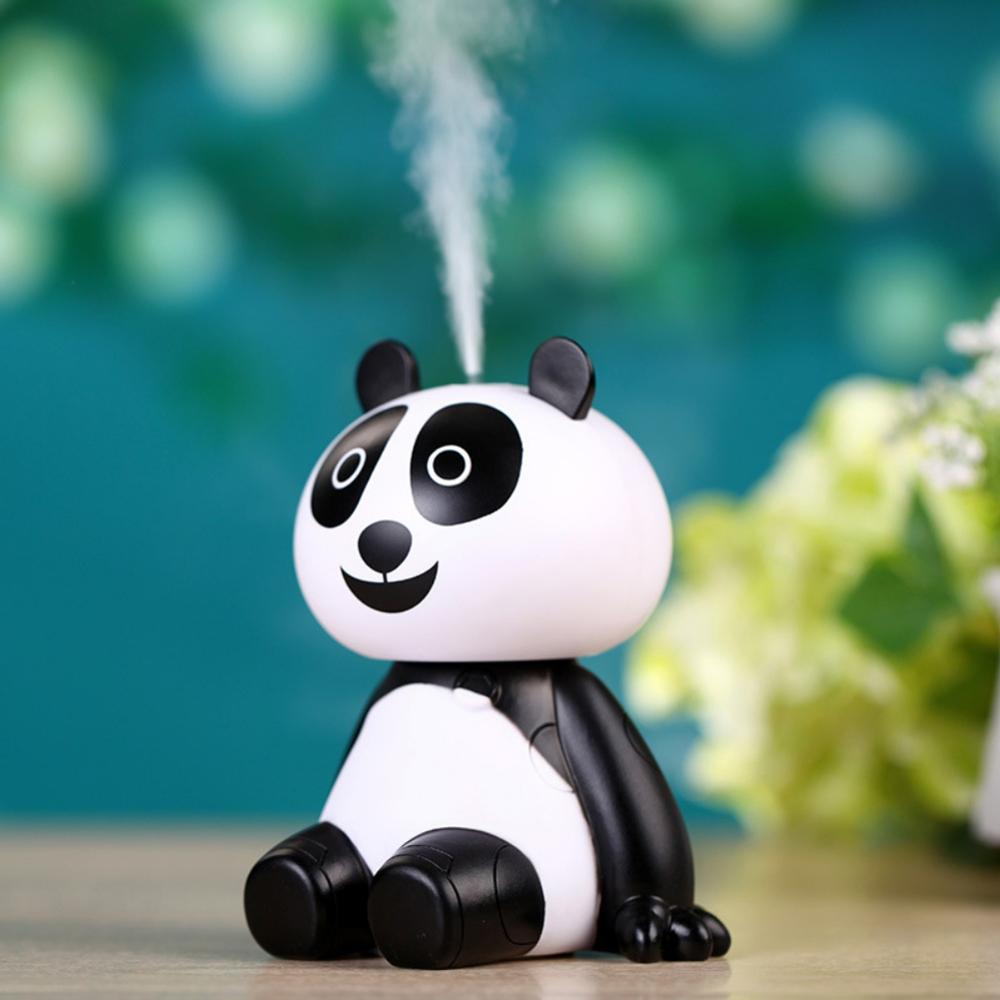 Sød mini luftrenser bærbar panda form luftfugter usb led lys ultralyd aroma forstøver