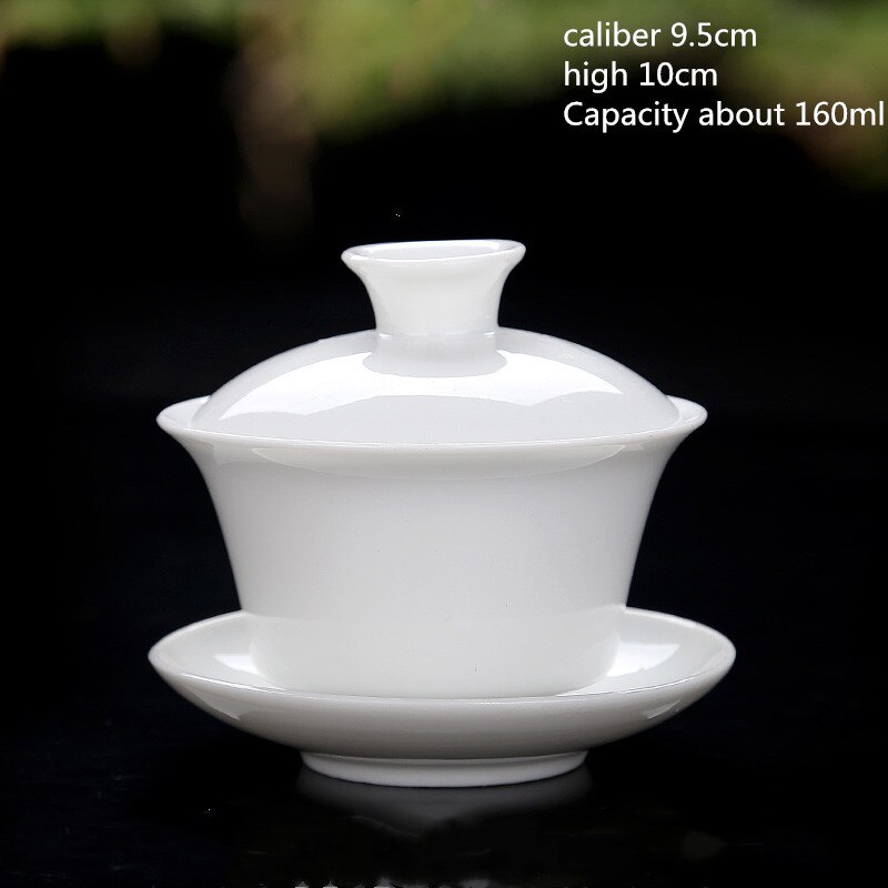 Kinesisk hvid porcelæn dæksel skål tekop te sæt tekop tekop te bærbar tesæt husholdnings drikkevarer redskaber wshyufei: 160ml