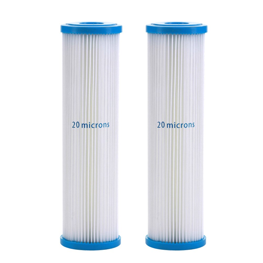 20 μm koko talon sedimentin laskostettu vesisuodatin, pestävä uudelleenkäytettävä , 2.5 "  x 10 "  - 2 -pakkaus