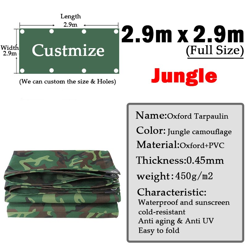 Jungle Oxford Camouflage Dekzeil Regendicht Doek Outdoor Pvc Camping Tent Zeil Heavy Duty Truck Onderdak Cover Cargo Stapel Dekzeilen