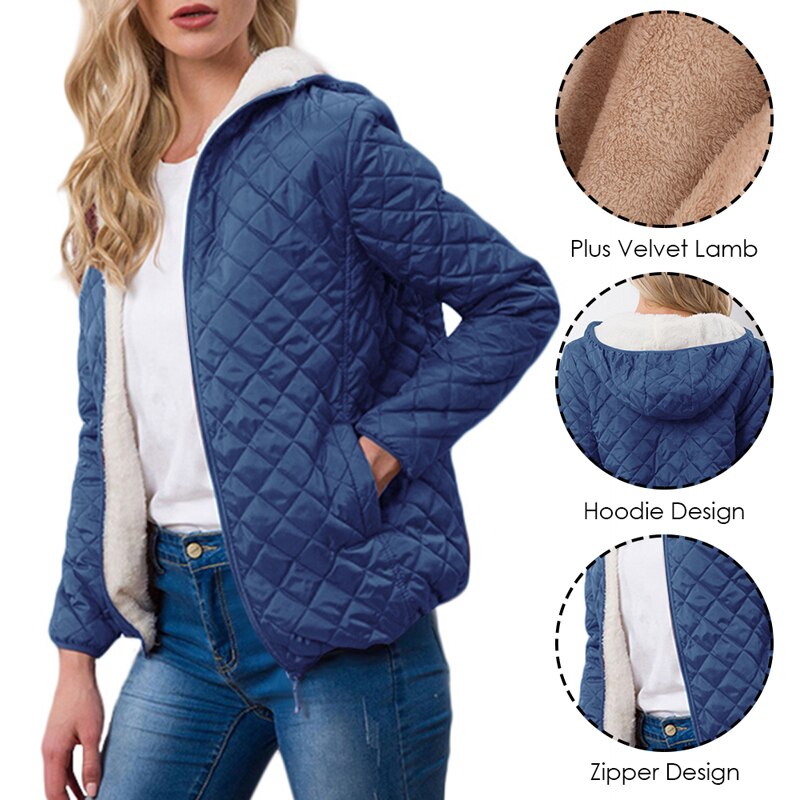 Automne Parkas basique vestes femme femmes hiver Plus velours agneau à capuche manteaux coton hiver veste femmes vêtements d'extérieur manteau