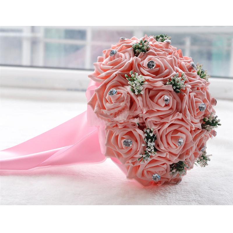 Handgemaakte Kunstmatige Foam Bloemen Boeket Simulatie Rozen Strass Bruids Toss Boeket Bruidsmeisje Boeket Voor Bruiloft