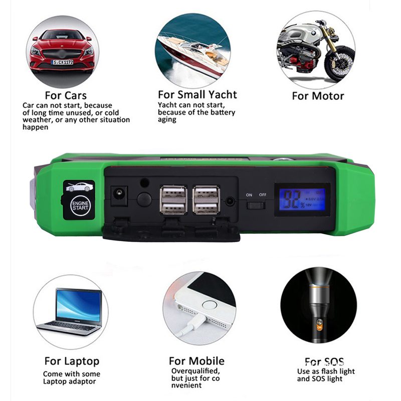 1000A Emergency Starting device 20000mAh Power bank Car Battery Booster 12v Jump Starter Cars Jumpstarter