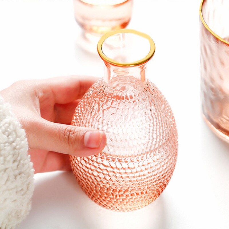 Japansk sake sæt blomme vin kop frugt vin gryde rav hammer mønster glas gryde guldkant glas whisky kop fødselsdag