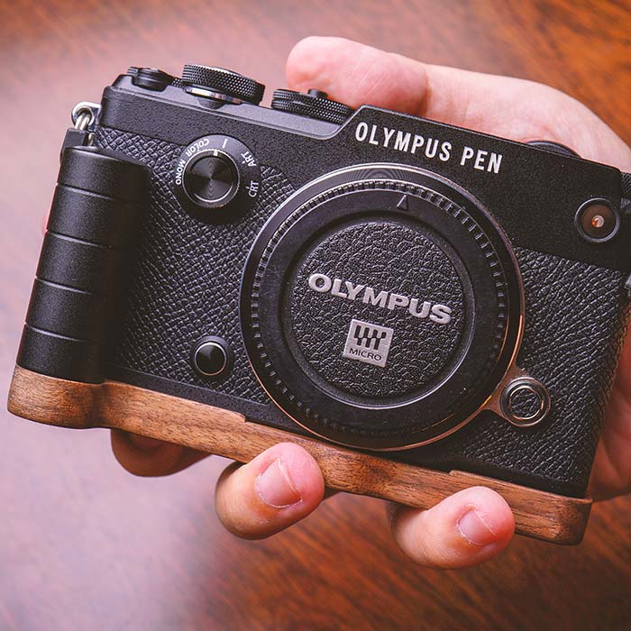 Original Walnut Wooden Base Quick Release L Plate / L Bracket Hand Grip Holder Fit For Olympus PEN-F Series
