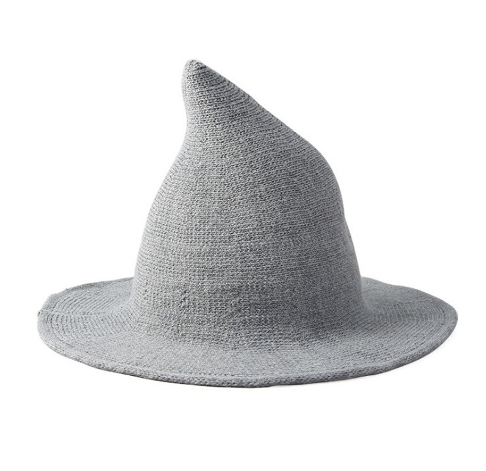 Sombrero de bruja negra para Halloween para mujer, accesorio de disfraz de , gorra con visera de , tejido de lana, acc005: Gris