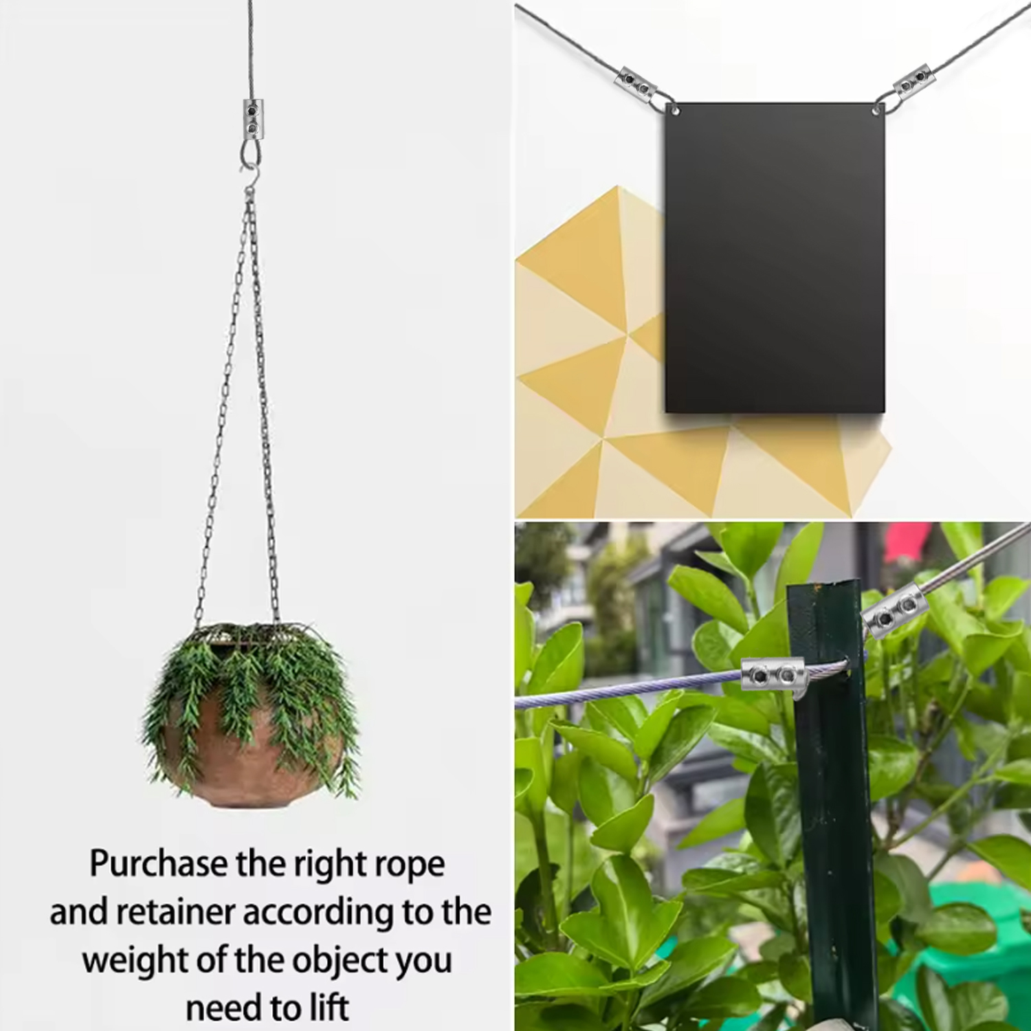 1/50pcs Steel Wire Rope Clamps Double Hole Adjustable Screw Fixed Cable Clips Metal Copper Suspension Fastener Hardware Sling