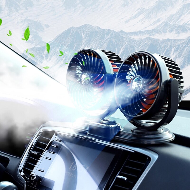 2022 5V 12V 24V Mini Dual Head Car USB Fan Low Noise For Air Vent Mounted Cooling Fan