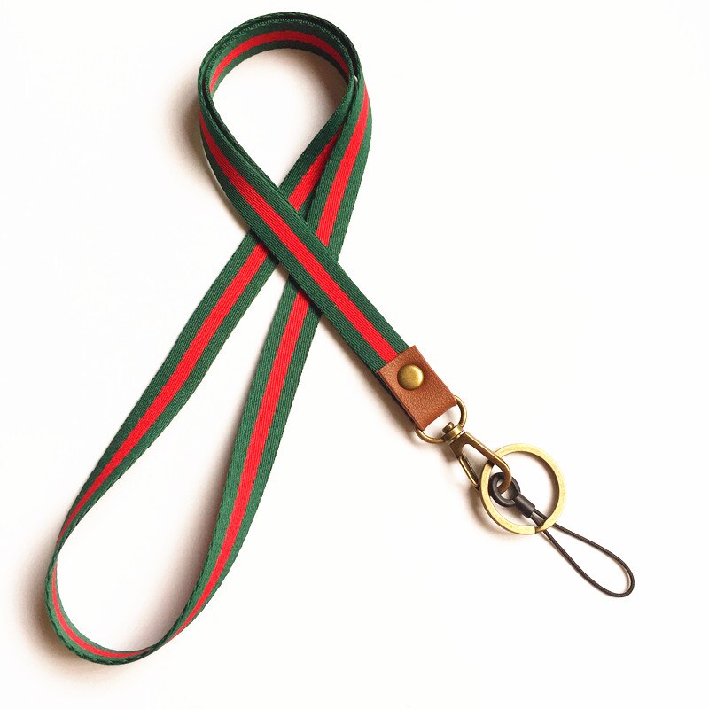 Rétro doux tissé lanière pour carte de passe d'identité porte-Badge téléphone cou sangles clé de gymnastique/téléphone portable USB support bricolage accrocher corde: green red