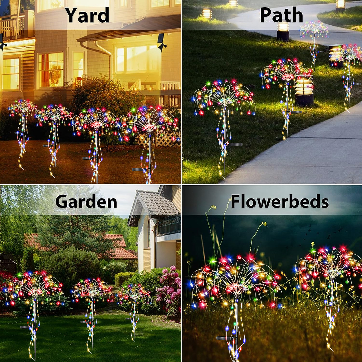 Luci per fuochi d'artificio a energia solare lampada da giardino per esterni impermeabile a portato 8 modalità di illuminazione per decorazioni di Halloween di natale per feste in giardino