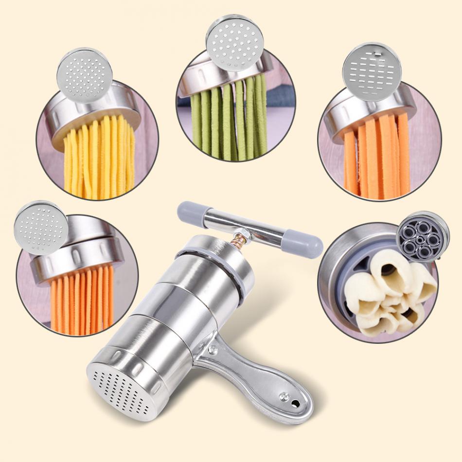 Roestvrij Staal Handmatige Noodle Maker Huishoudelijke Pasta 'S Making Machine Presse Spaetzle Maker Vruchten Juicer 5 Verschillende 2 Stuks Mallen