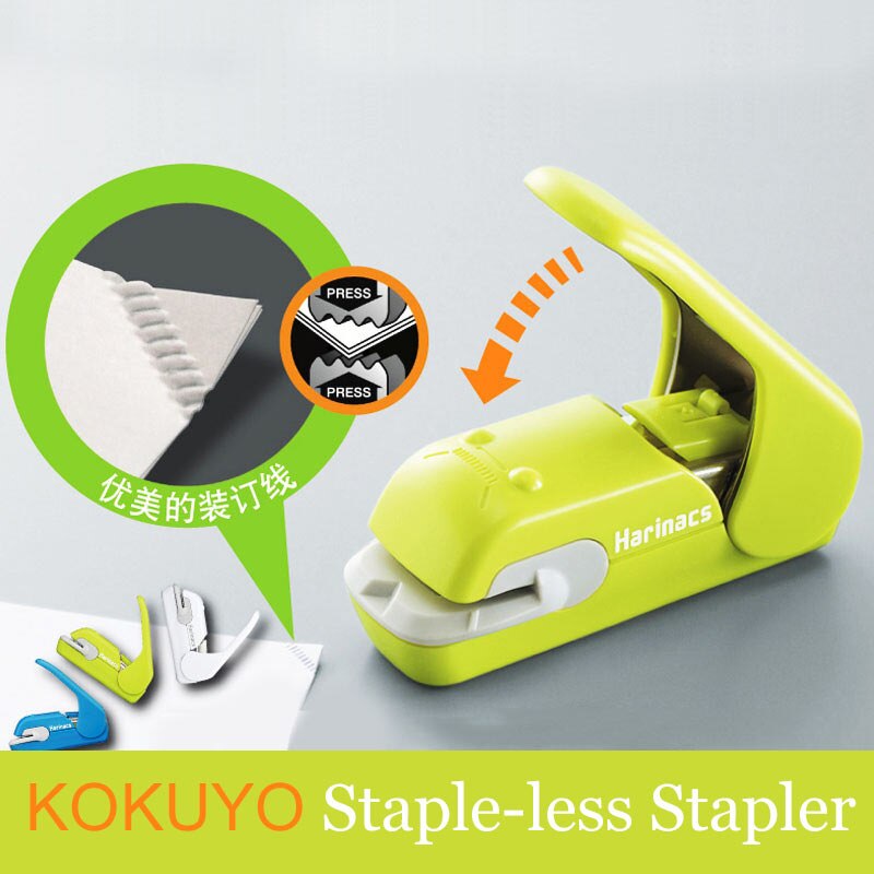 Japan KOKUYO Staple Free Stapler Harinacs Press &amp; Safe Student Stationery For 5 sheets