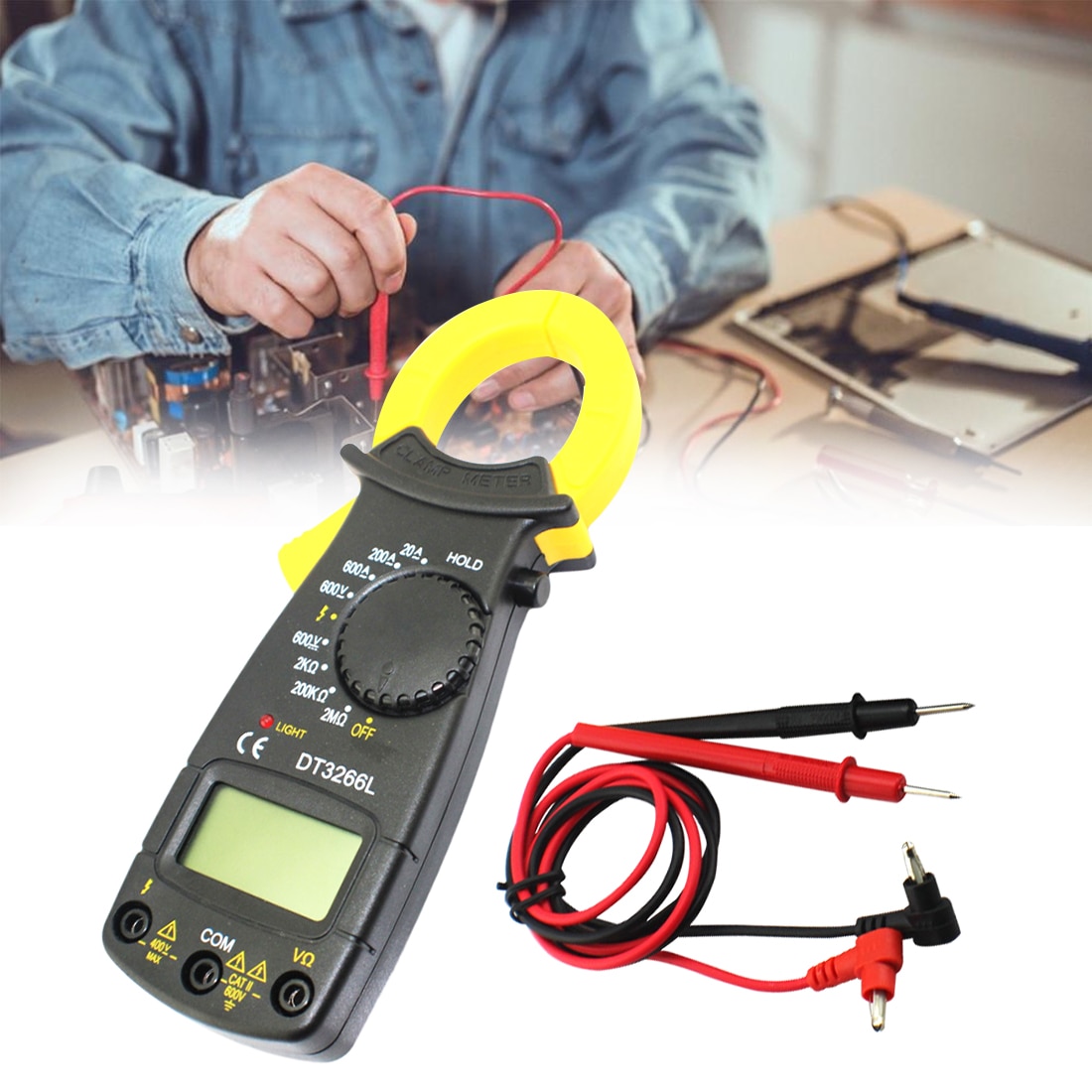 Digital Current Clamp Meter Buzzer Data Hold Non-contact Multimeter Voltmeter Ohmmeter Ammeter AC DC